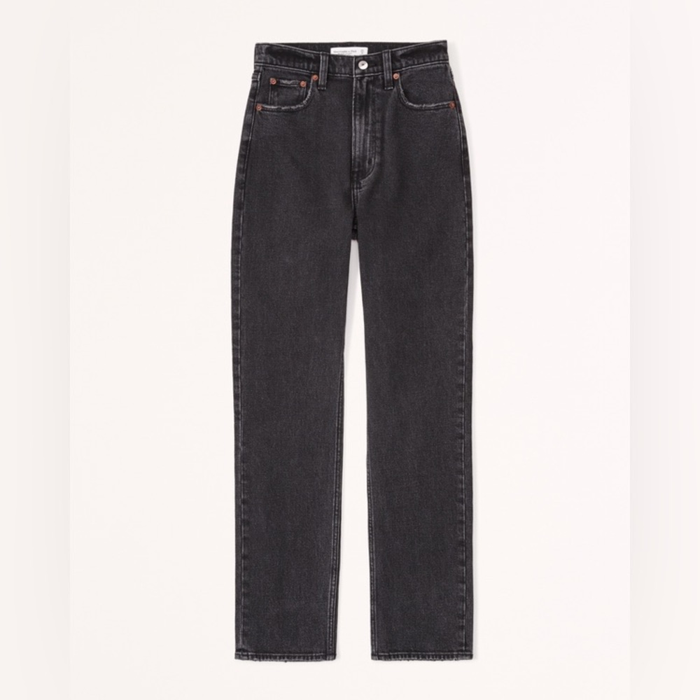Abercrombie & Fitch The Ankle Straight Leg Jeans Ultra High Rise - Black